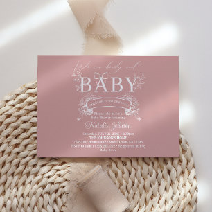 Invitation Baby Shower Floral Rose Vintage Intemporel