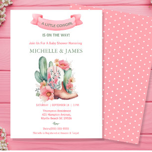 Invitation Baby shower Floral Rose Western Cowgirl
