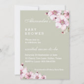 Invitation Baby shower Floral Roses Roses Rose Vertes Sage (Devant)