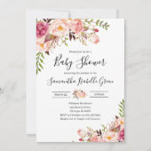 Invitation Baby-Shower Floral Rustique (Devant)