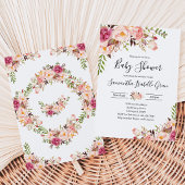 Invitation Baby-Shower Floral Rustique