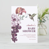 Invitation Baby shower floral rustique (Debout devant)