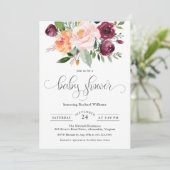 Invitation Baby shower floral rustique aquarelle (Debout devant)