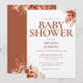 Invitation Baby Shower Floral Rustique Automne (Devant / Derrière)
