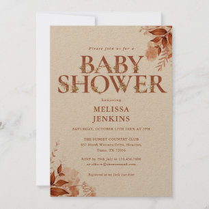 Invitation Baby Shower Floral Rustique Automne