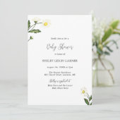 Invitation Baby shower Floral Rustique Blanc (Debout devant)
