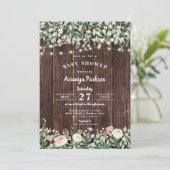 Invitation Baby shower Floral Rustique Blush (Debout devant)