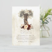Invitation Baby shower Floral Rustique Bourgogne (Debout devant)