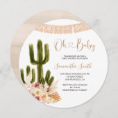 Invitation Baby shower Floral Rustique Cactus (Devant / Derrière)