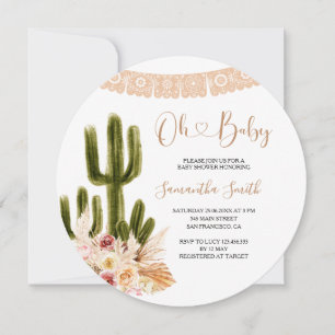Invitation Baby shower Floral Rustique Cactus