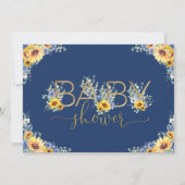 Invitation Baby shower Floral Rustique Chic Sunflower Bleu Da (Dos)