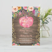 Invitation Baby shower Floral Rustique Citrouille (Debout devant)