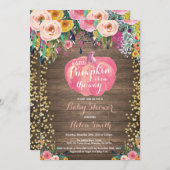 Invitation Baby shower Floral Rustique Citrouille (Devant / Derrière)