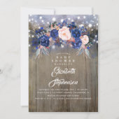Invitation Baby shower Floral Rustique de la Marine (Devant)
