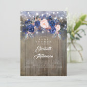 Invitation Baby shower Floral Rustique de la Marine (Debout devant)