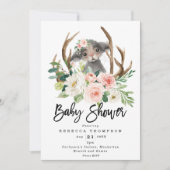 Invitation baby shower floral rustique de la souris (Devant)