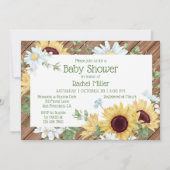 Invitation Baby shower floral rustique de tournesol (Devant)