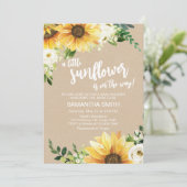 Invitation Baby shower floral rustique de tournesol (Debout devant)