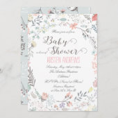 Invitation Baby shower floral rustique II (Devant / Derrière)