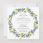Invitation Baby shower floral rustique jaune et bleu Invitati (Devant)