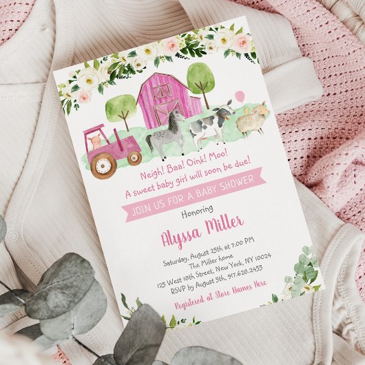 Invitation Baby shower Floral Rustique Rose Farm