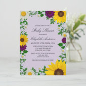 Invitation Baby shower floral rustique Tournesol Daisy (Debout devant)