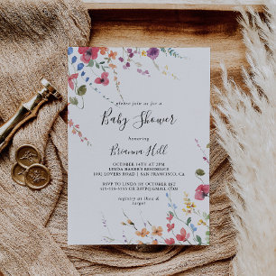 Invitation Baby shower floral sauvage coloré classique