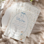 Invitation Baby shower floral soyeux de Bow bleu oie