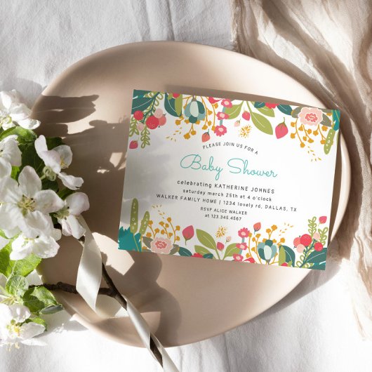 Invitation Baby shower Floral Spring Garden