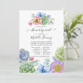 Invitation Baby shower floral succulent branché par courrier (Debout devant)