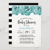Invitation Baby shower Floral Succulent Rustique (Devant / Derrière)