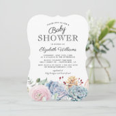 Invitation Baby shower Floral Succulent vintage (Debout devant)