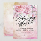 Invitation Baby shower Floral Sucre & Épices & Tout Nice (Devant / Derrière)