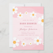 Invitation Baby shower floral super Dusty Rose Retro Daisy (Devant)