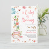 Invitation Baby shower Floral Tea Party (Debout devant)