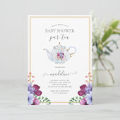 Invitation Baby shower Floral Tea Party (Debout devant)