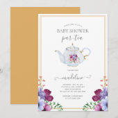 Invitation Baby shower Floral Tea Party (Devant / Derrière)