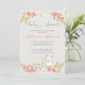 Invitation Baby shower Floral Tea Party (Debout devant)