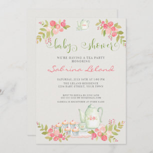 Invitation Baby shower Floral Tea Party