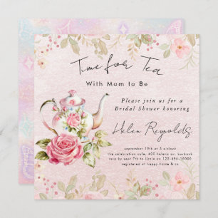 Invitation Baby shower Floral Tea Party aquarelle
