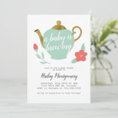 Invitation Baby shower Floral Tea Party Baby est en train de (Debout devant)