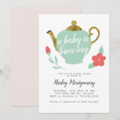Invitation Baby shower Floral Tea Party Baby est en train de (Devant / Derrière)