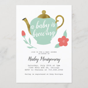Invitation Baby shower Floral Tea Party Baby est en train de 