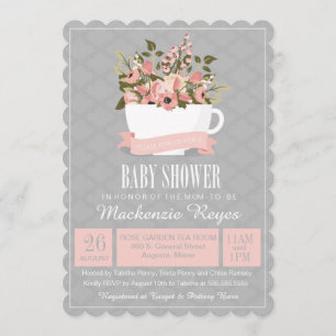 Invitation Baby shower Floral Teacup Invitation, Tea Party