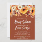 Invitation Baby shower Floral Tombe Terracotta (Devant)