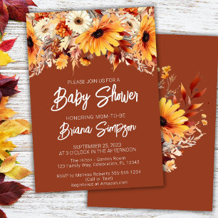 Invitation Baby shower Floral Tombe Terracotta