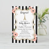 Invitation Baby shower Floral Tour Paris Eiffel (Debout devant)