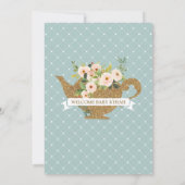 Invitation Baby shower floral Turquoise Blue Blush (Dos)