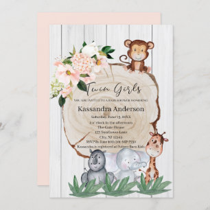 Invitation Baby shower Floral Twin de la jungle russe