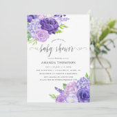 Invitation Baby shower Floral Ultra Violet (Debout devant)